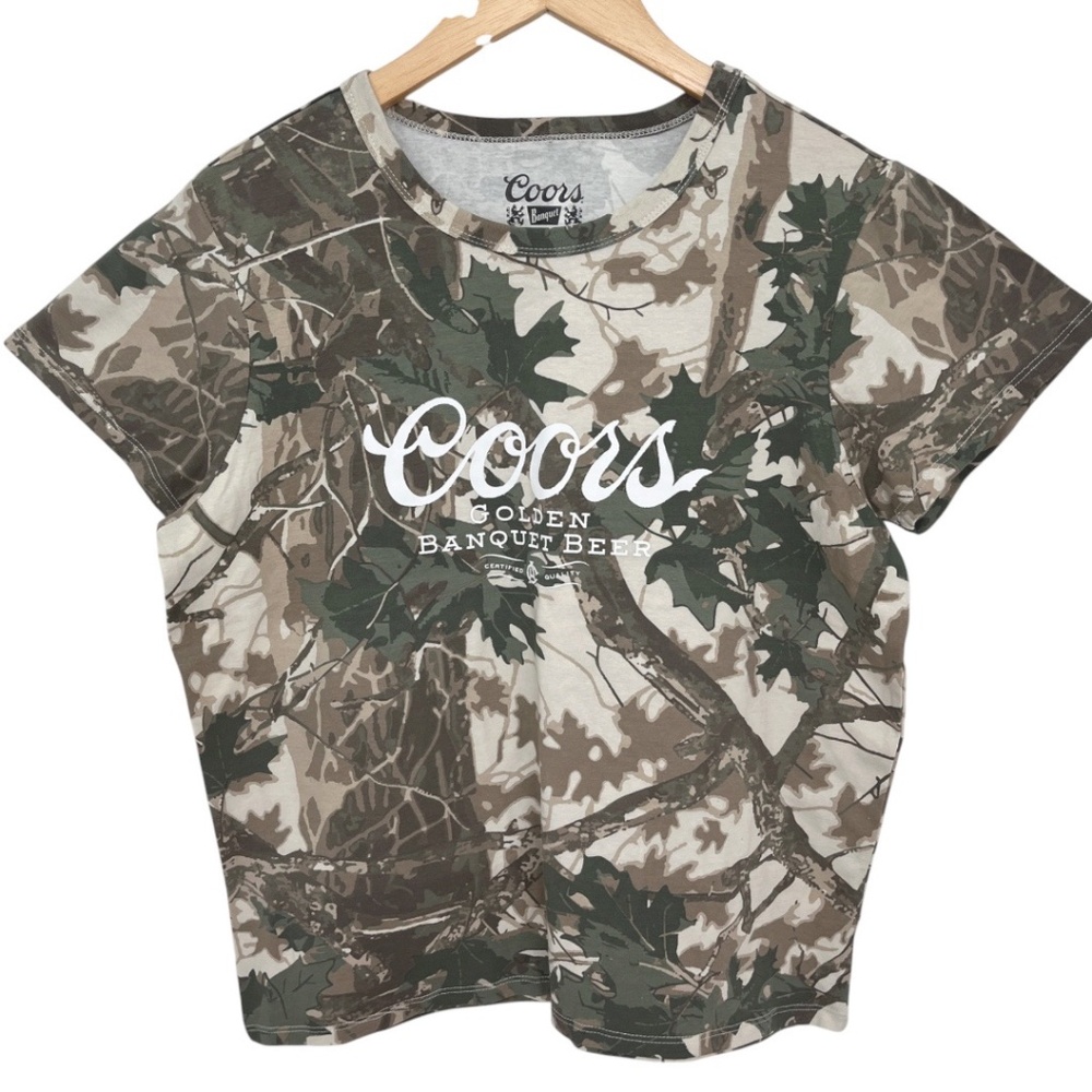 NWOT Coors Tree Leaf Camo Print Shirt Women's XL